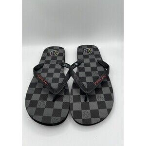 Maui and Sons Flip Flops Men Size 12 Black Checker Beach Sandals